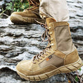 Mens Tactical Mid-Calf Combat Boots (Brown No Zip)